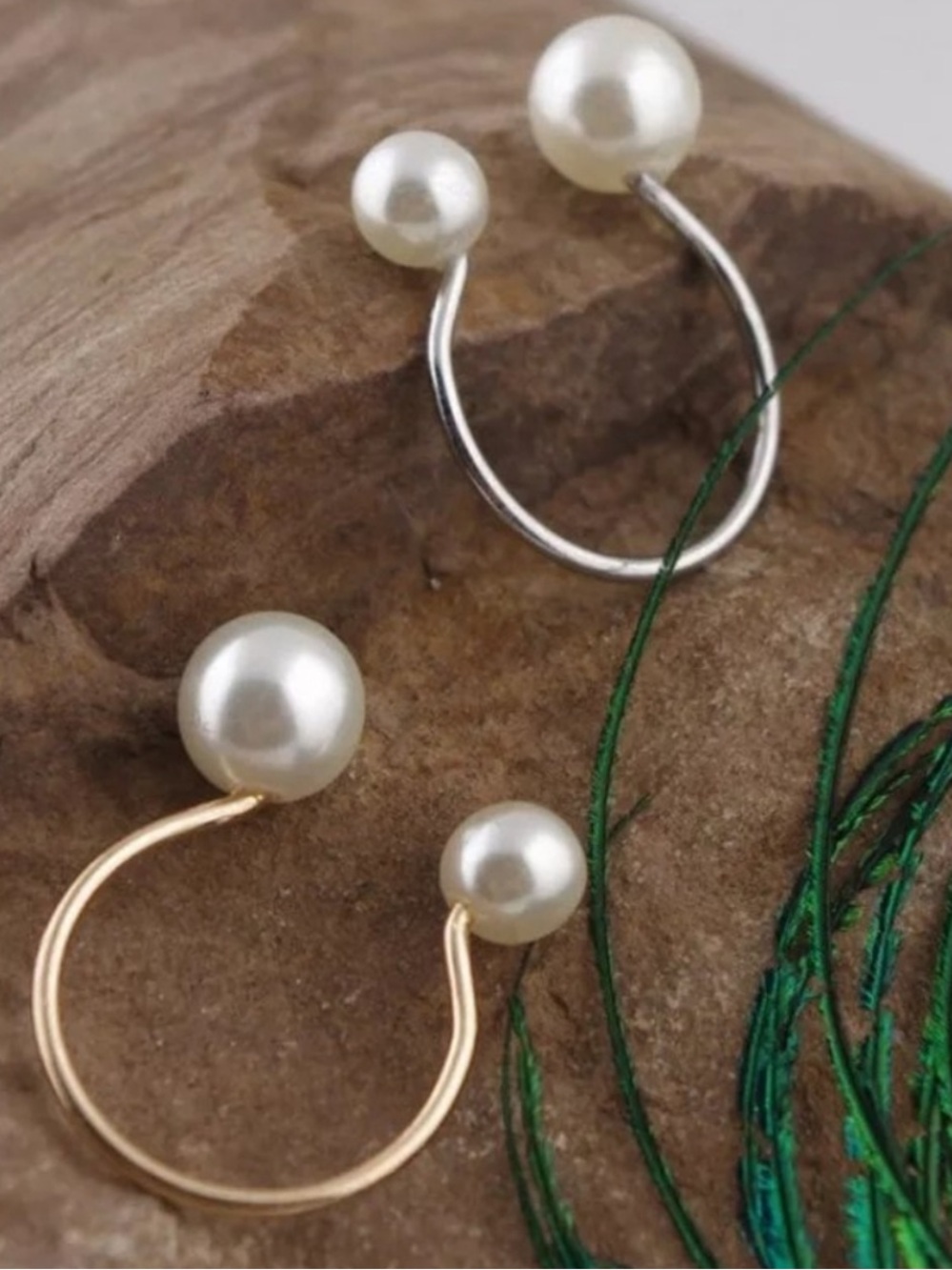 Silver & Gold Faux Pearl Adjustable Rings - Set of 3 NWT